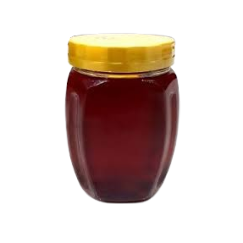 Jar of honey with yellow lid