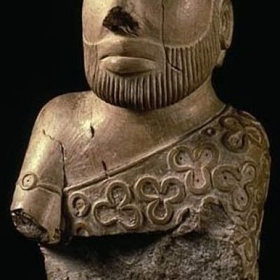 "Priest King" statue, Mohenjo-daro, late Mature Harappan period (2300-1900 BCE), National Museum, Karachi, Pakistan
